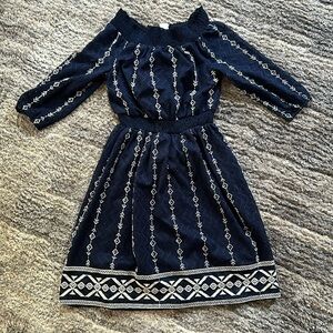 Like new girl 14 crotchet alike summer dress navy embroidered